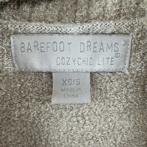 Barefoot Dreams Sweater Womens XS/S Beige Cardigan Open Front Stretch Pockets - Picture 2 of 14